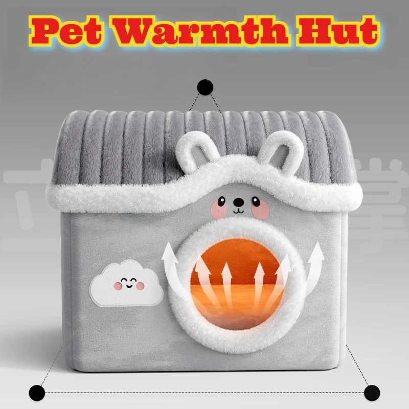 

Semi Enclosed Cat Bed Warm House Winter Pet Cats Sleeping Nest Cozy Soft Cushion Indoor Safe Space Four Seasons Use Small Cats
