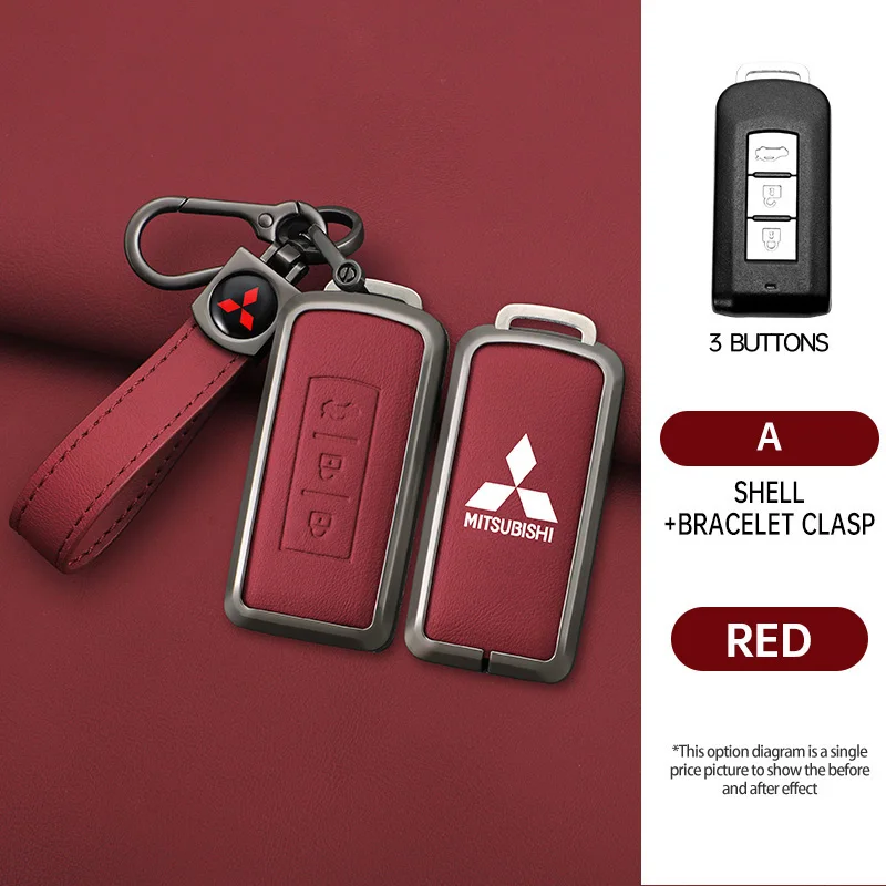 Capa de couro para chave remota de carro, para mitsubishi asx lancer pajero sport outlander elipse cross chaveiro capa completa acessórios