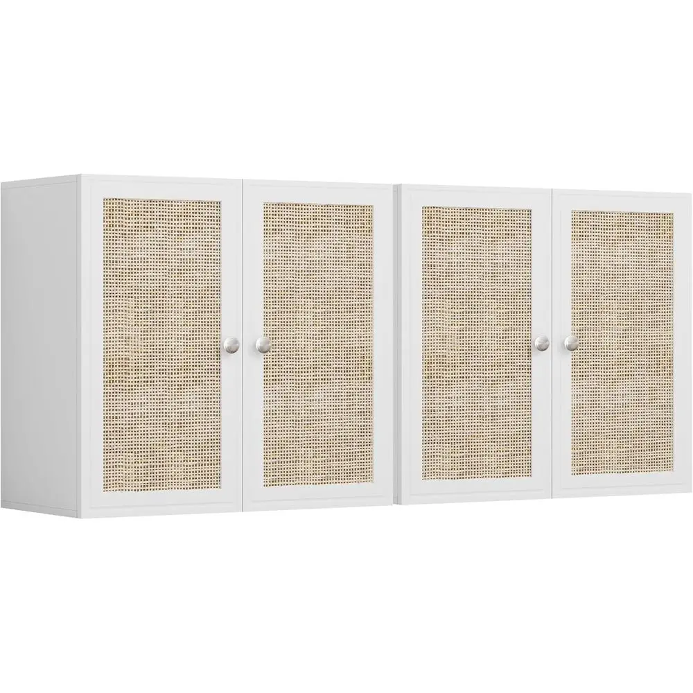 

24-Inch Dual Wall-Mounted Cabinets with Adjustable Shelves for Laundry and Kitchen Storage, White