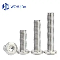 WZHUIDA Hex Hexagon Allen Socket Large Flat Head Furniture Rivet Screw Connect Joint Bolt M3 M4 M5 M6 M8 304 Stainless Steel A2