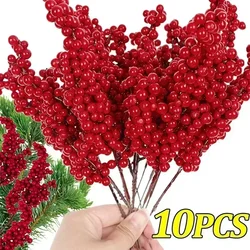 Christmas Artificial Red Berry Branches Red Holly Berries Branch DIY Xmas Wreath Tree Decoration for Home New Year Table Decor