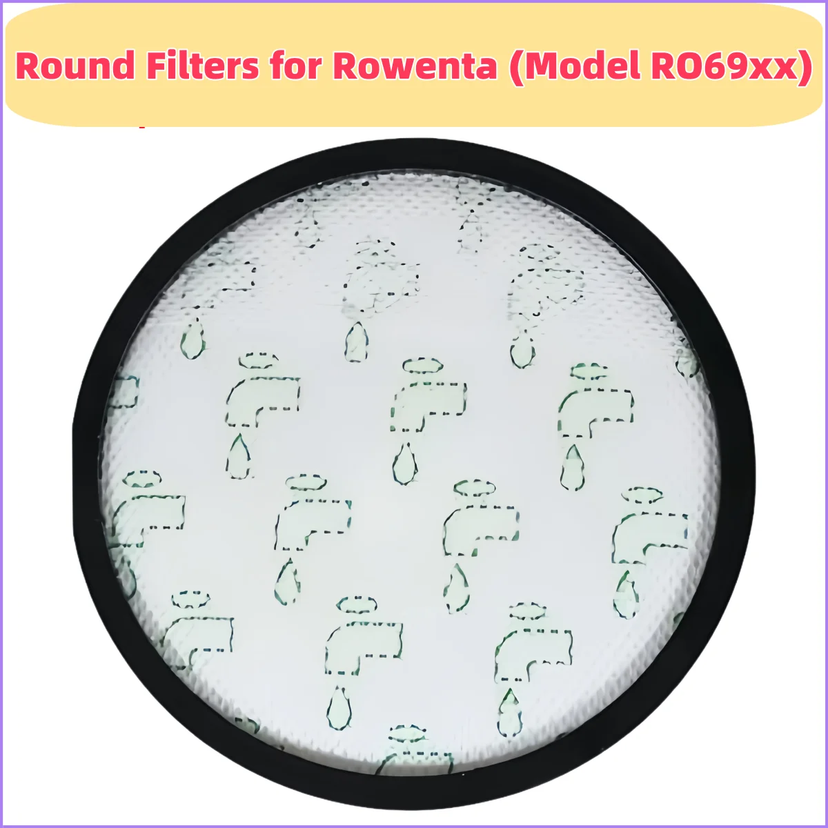 Filtro redondo lavable para aspiradora ciclónica Rowenta X-Trem Power Cyclonic/Silence Force (modelo RO69xx), piezas ZR006001