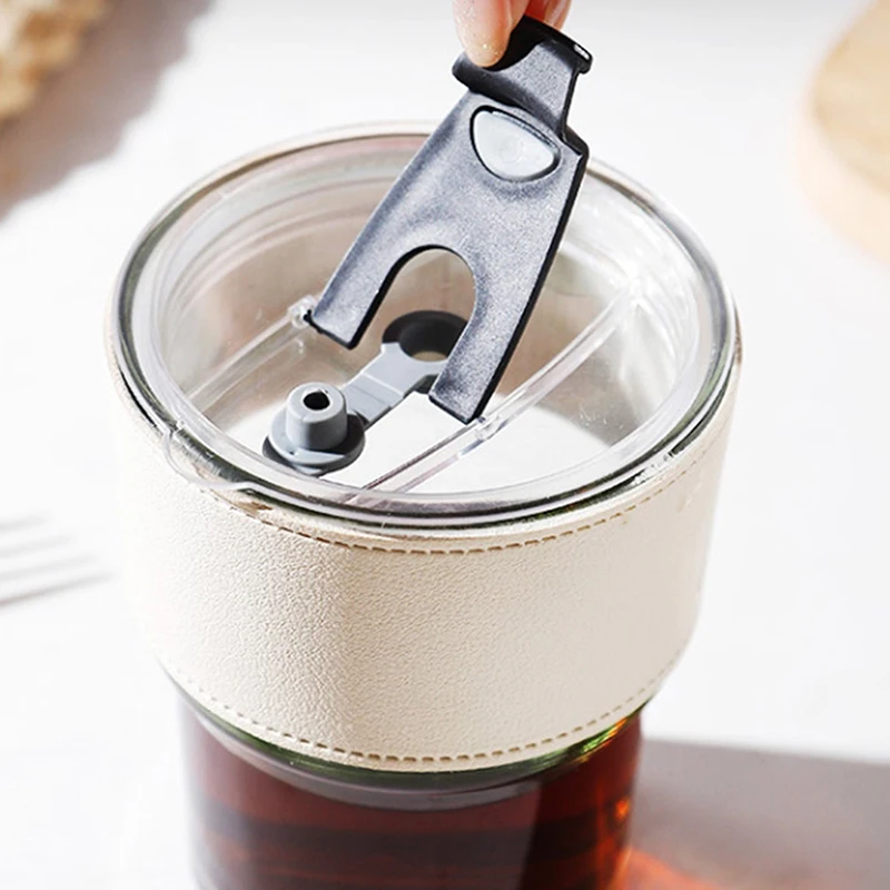 Leak-resistant glass cup with reusable straw