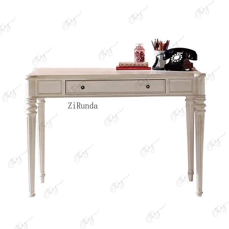 Rural retro oak study table solid wood customizable book chair combination student computer learning writing