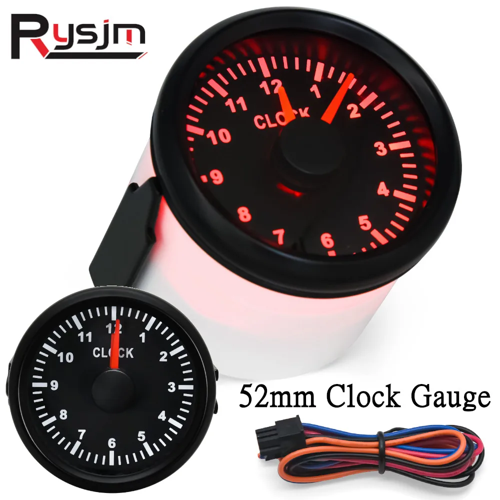 Jauge d'horloge étanche avec rétroéclairage rouge, compteur horaire pour voitures, bateau, camion, yacht marin, spectacle 9-32V, 52mm, 2 po, 12 heures