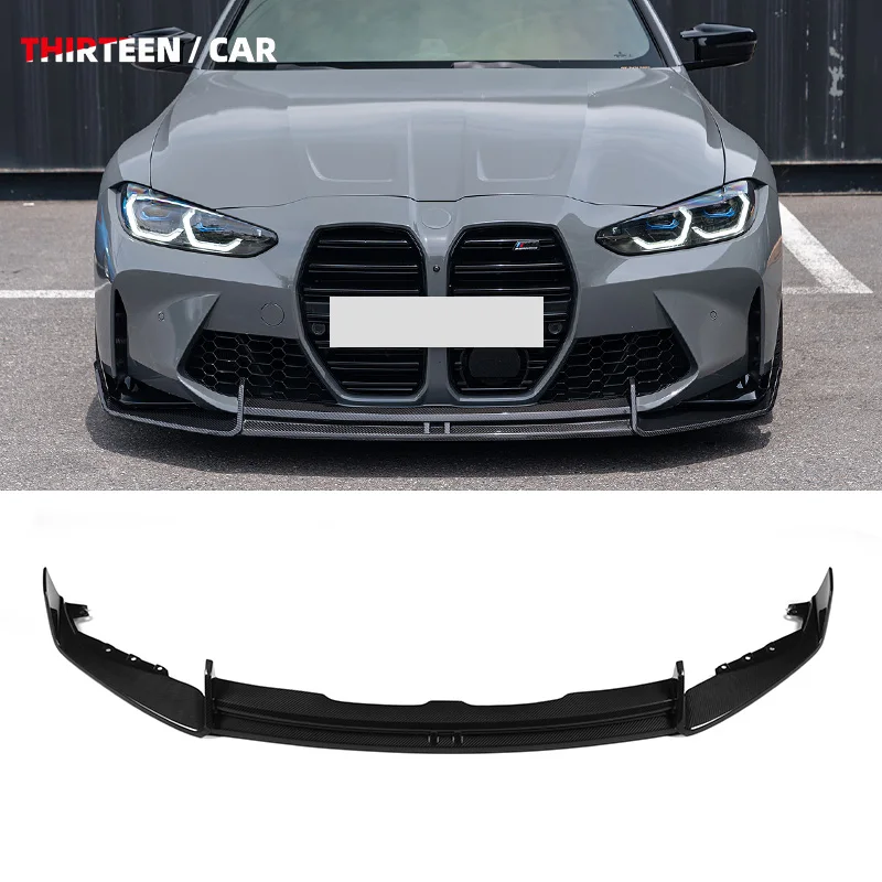

Передняя губа из настоящего сухого углеродного волокна для BMW M3 G80 G82 G83 M4, комплекты кузова, губы переднего бампера в стиле AD