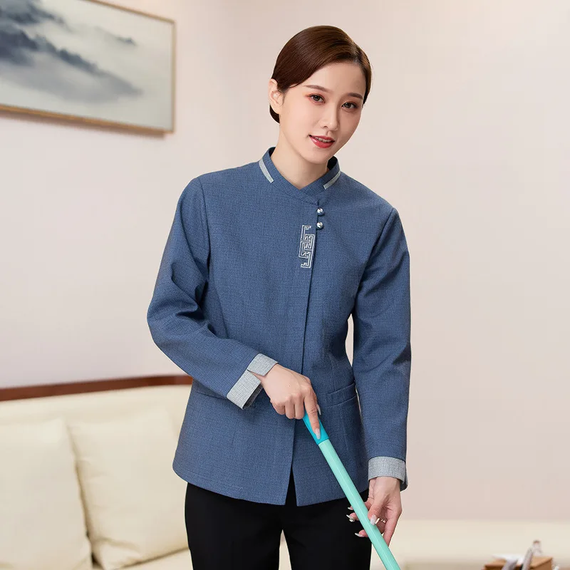 ホテルの部屋のクリーニング制服長袖秋冬衣装モールコミュニティプロパティクリーナー病院女性のクリーニング作業服