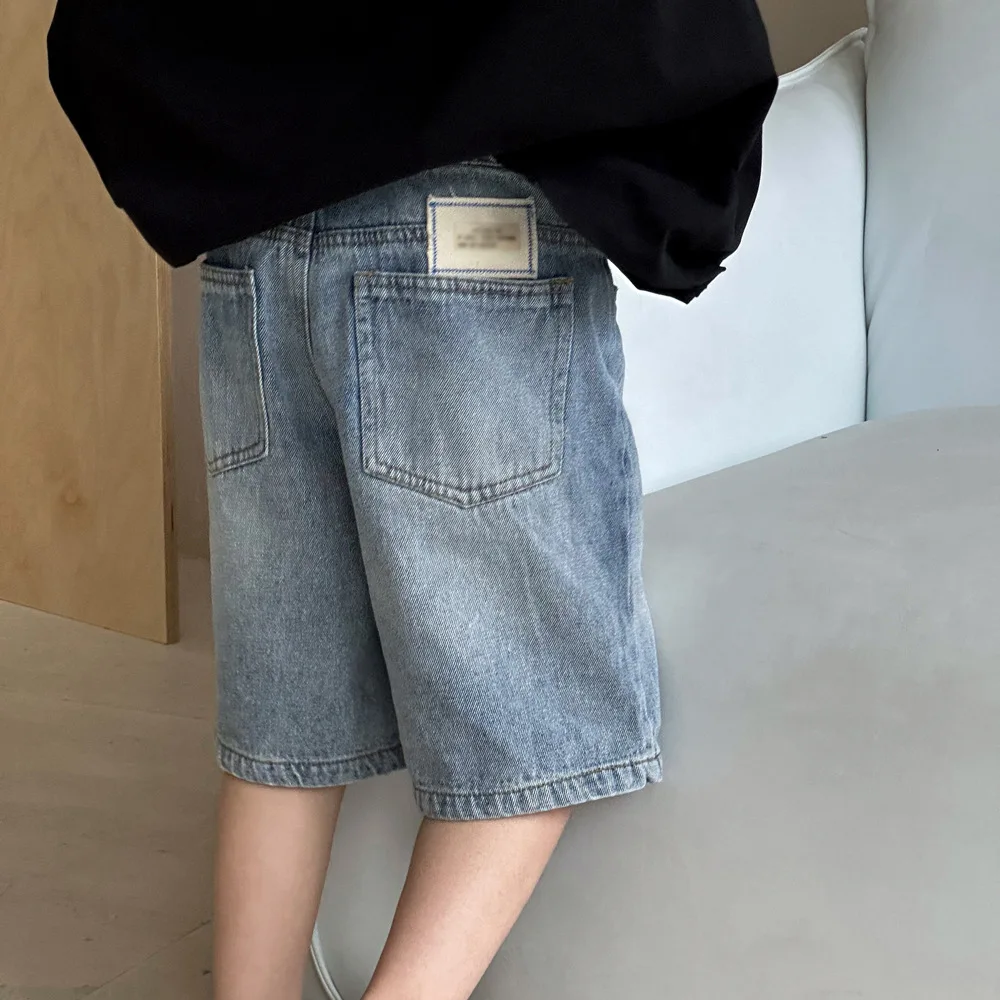 

Girls Denim Shorts Summer 2024 New Style Children Medium Pants Korean Loose Medium Children Casual Five Quarter Pants