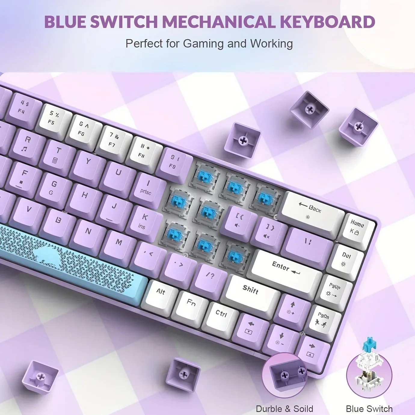 60% Mechanical Gaming Keyboard, 68 Keys Compact Layout Mini Wired Keyboard, 18 Chroma RGB Backlit, Blue Switch, Full Anti-ghosti