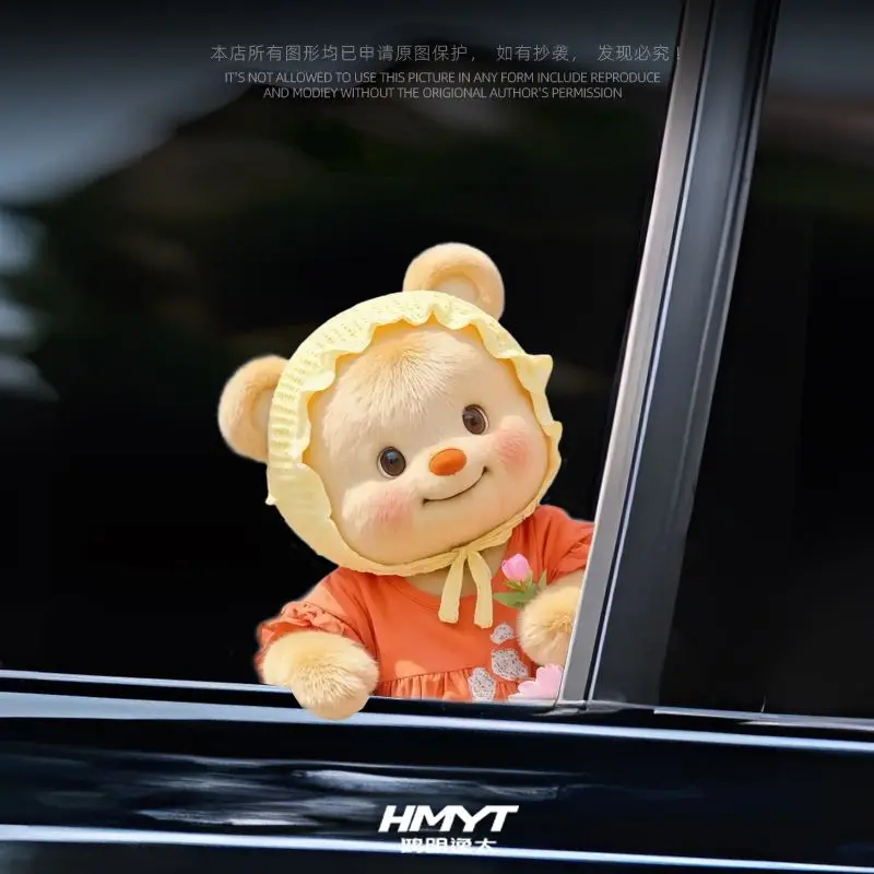 3D Cute Probe Butter Bear Car Sticker Creative Cartoon Window Decal for Laptop Luggage