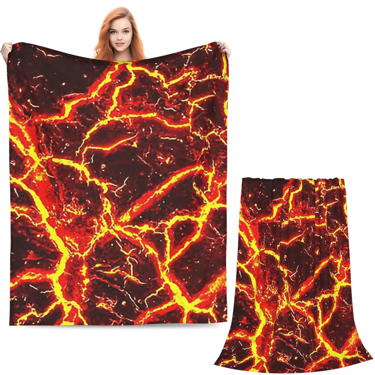 Lava Volcano Blanket Soft Warm Flannel Throw Blanket Cover for Bed Living room Picnic Travel Home Couch