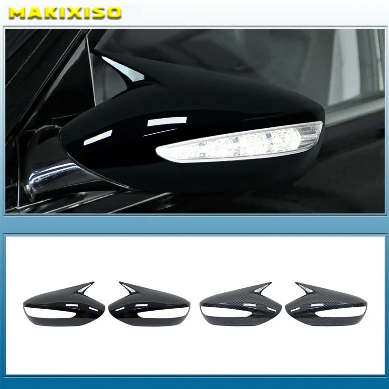 For Hyundai Sonata DN8 2011-2014 Rearview Side Mirror Cover Wing Cap Exterior Door Rear View Case Trim Shell Carbon Fiber Look