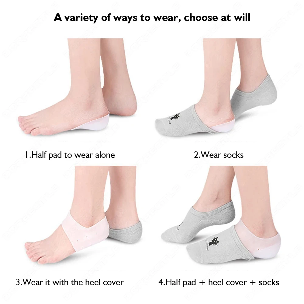 Unisex Invisible Height Lifting Increase Insoles Silicone Elastic Heel Pad Foot Protection Men Women Heel Cushion Hidden Insole