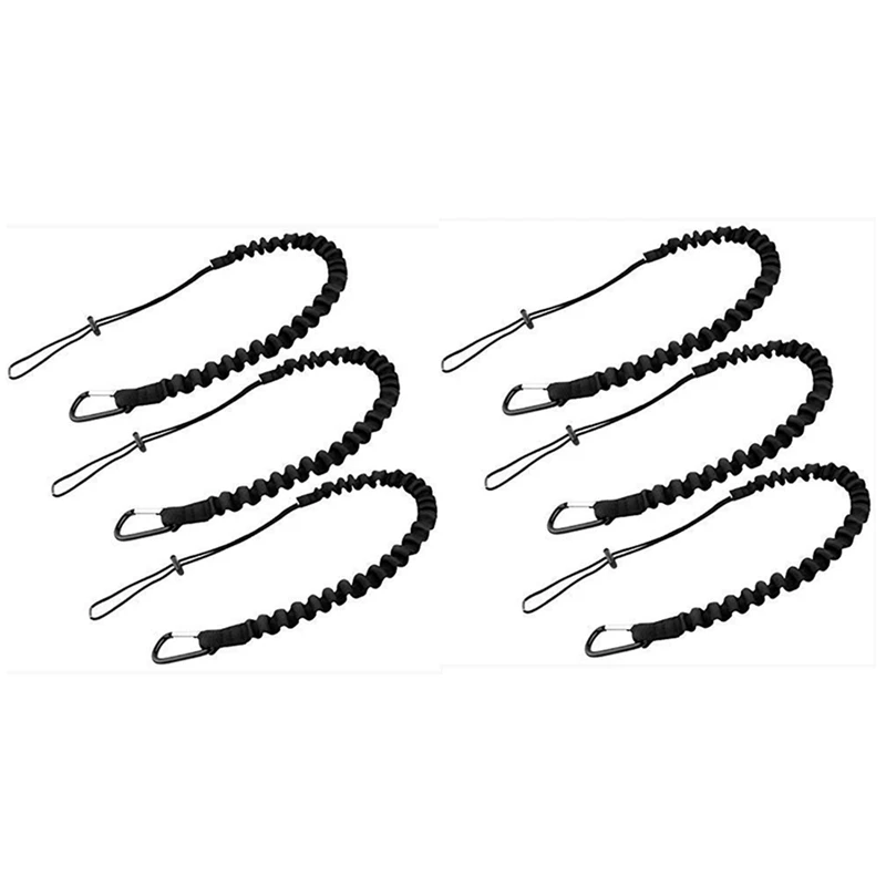 High-Altitude Fall Prevention Tool Lanyard, corda de segurança ao ar livre, retrátil, elástico, preto, 6 pcs