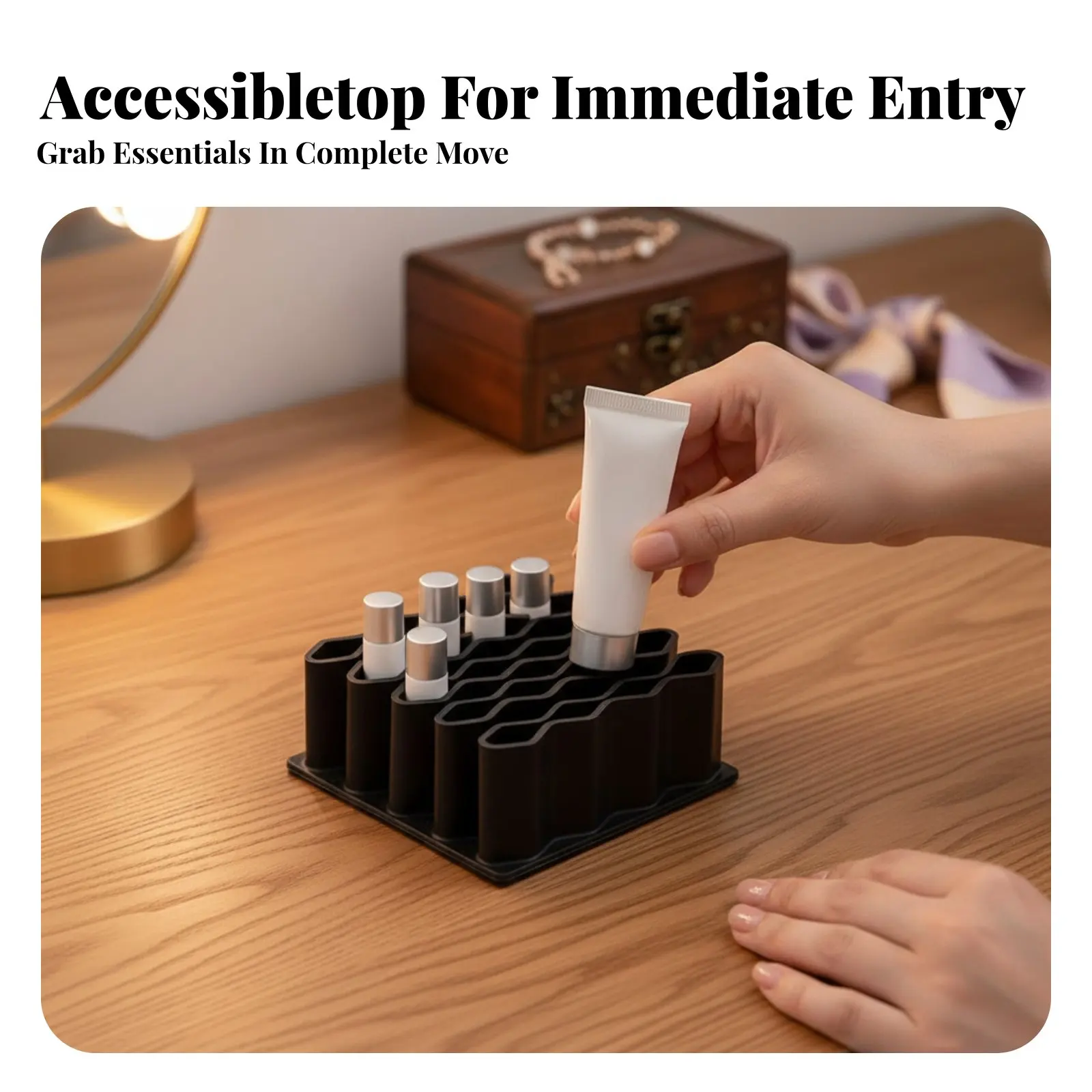 

Silicone Compartment Organizer Multicompartment Design Small Item Holder Space-Saving Large Capacity for Makeup Users, Women