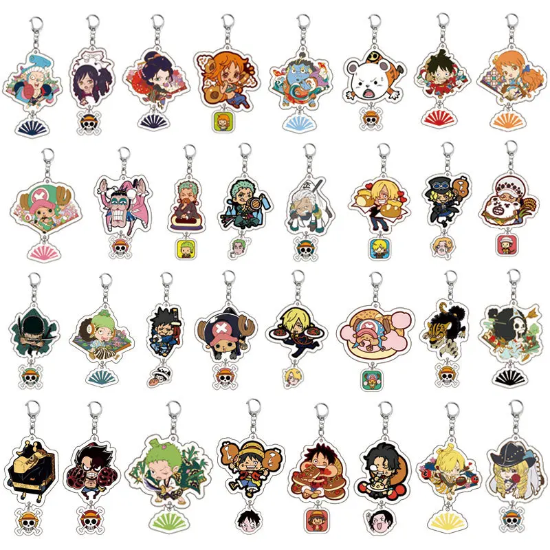 One Piece Acrylic Cartoon Figure Display Keychain Luffy Chopper Zoro Anime Accessories Pendant Friends Girl Gift Q Version