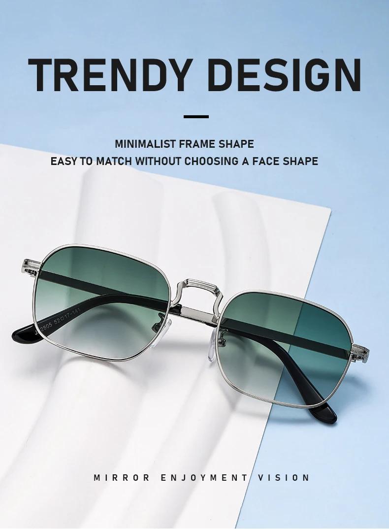 Neue trendige metallische personalisierte vielseitige Herren-Sonnenbrille mit rechteckigen Rahmen im Retro-Stil für Damen 2402 – Detail 6