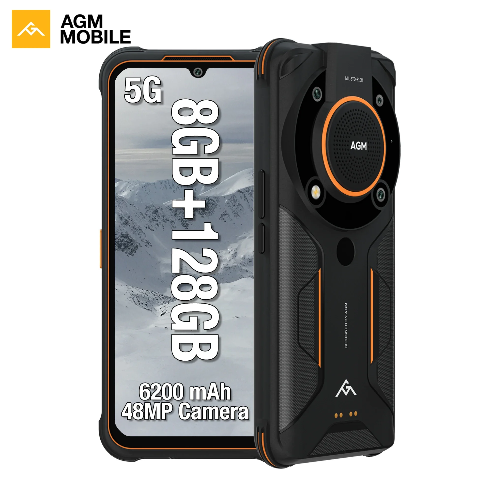 AGM Glory SE Qualcomm 5G 8+128GB 48MP Camera 110dB Speaker 6200mAh Rugged Phone 5G Unlocked Smartphone With Charging Dock