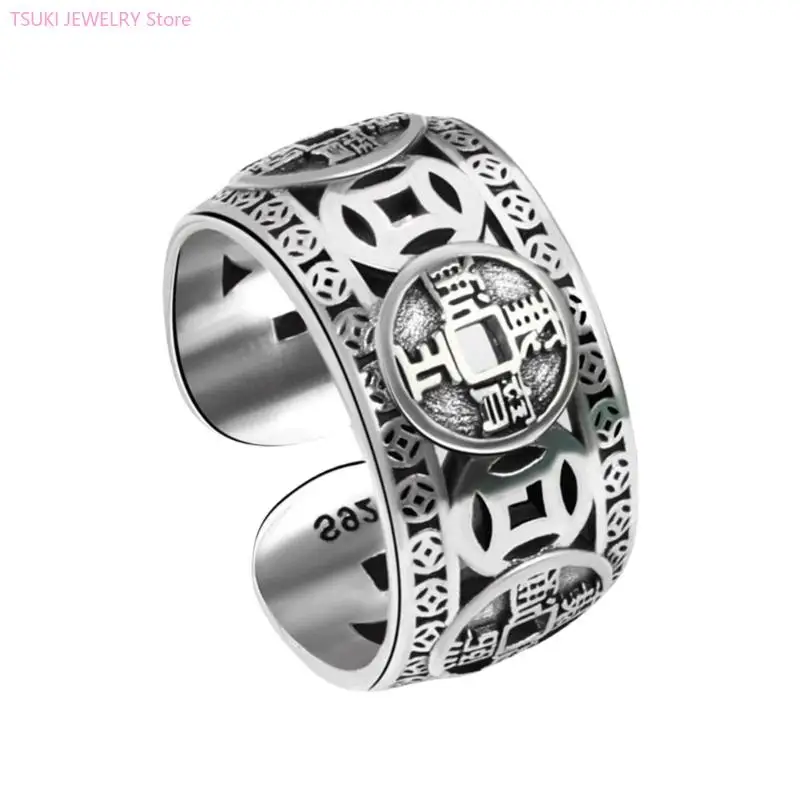 62KE Handmade Aged Brass Alloy Statement Ring Unique Design Unisex Jewelry Accessory