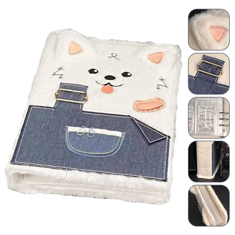 A5 Cute Samoyed Plush Photo Album Binder Idol Kpop Photocard Collection Book Paper Binder Photocard Holder Home Decor