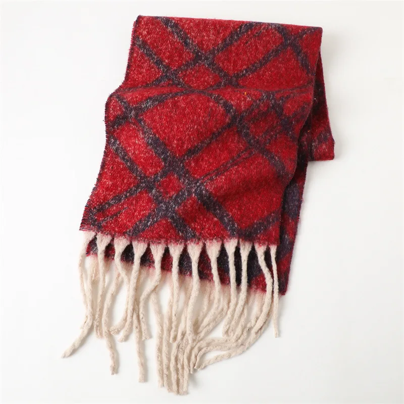 

2025 New Fashion Cashmere Scarf for Women Winter Warm Shawl Wraps Neckerchief Female Bufanda Rainbow Hairy Tessel Poncho Echarpe