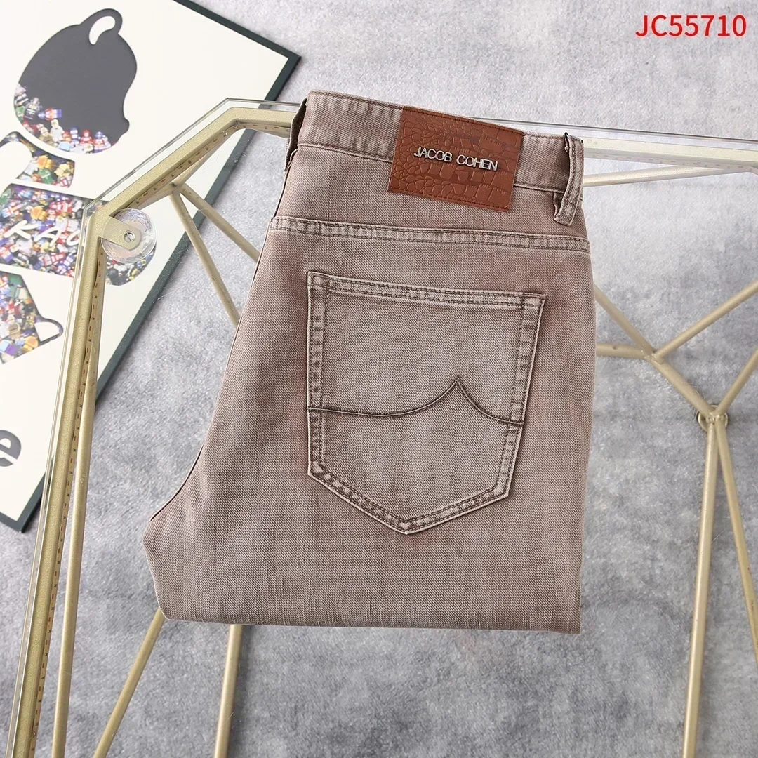 

OECHSLI Jeans Thin Cotton Men 2025 Spring Summer new Button breathable Embroidery Straight Big size 30-40 Pants