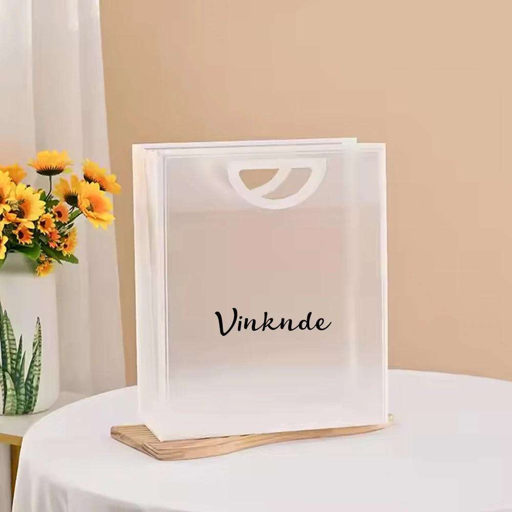 Die Cut Handle Printed Plastic Travel Shopping Clothing Wedding Gift Packing Bag Customized Logo Transparent PP Pvc Tote Bags