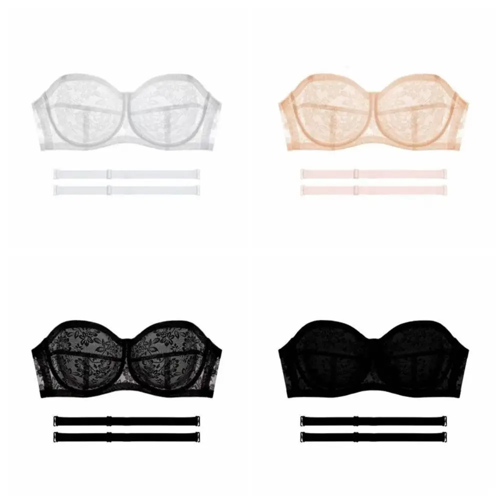 Mesh dunne kanten transparante bh schokbestendig nauwsluitende naadloze onzichtbare bh anti-verslapping lingerie push-up ondergoed bruiloft