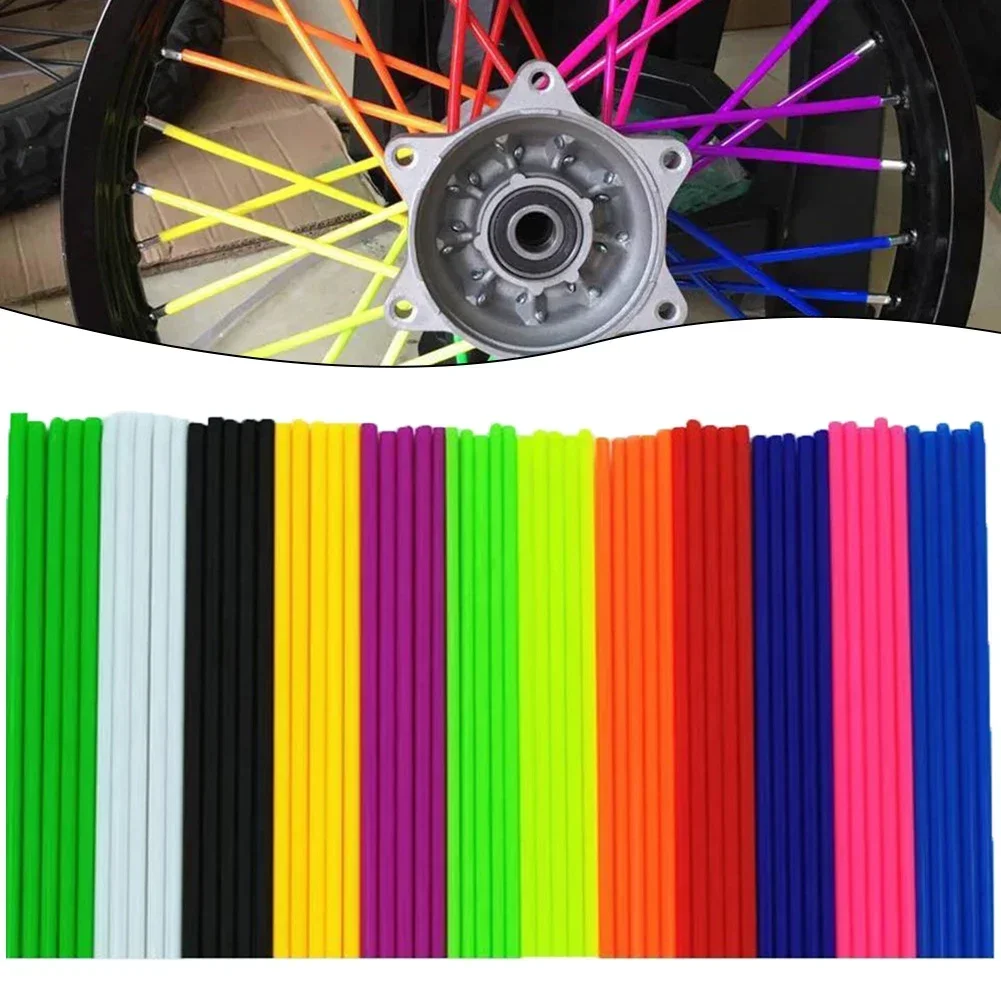 1 Pack Of Wheel Ray Wraps Motorcycle Dirt Bike Spoke Skins Covers Wraps Wheel Rim Guard Protector 17x1cm Bicycle Accessories