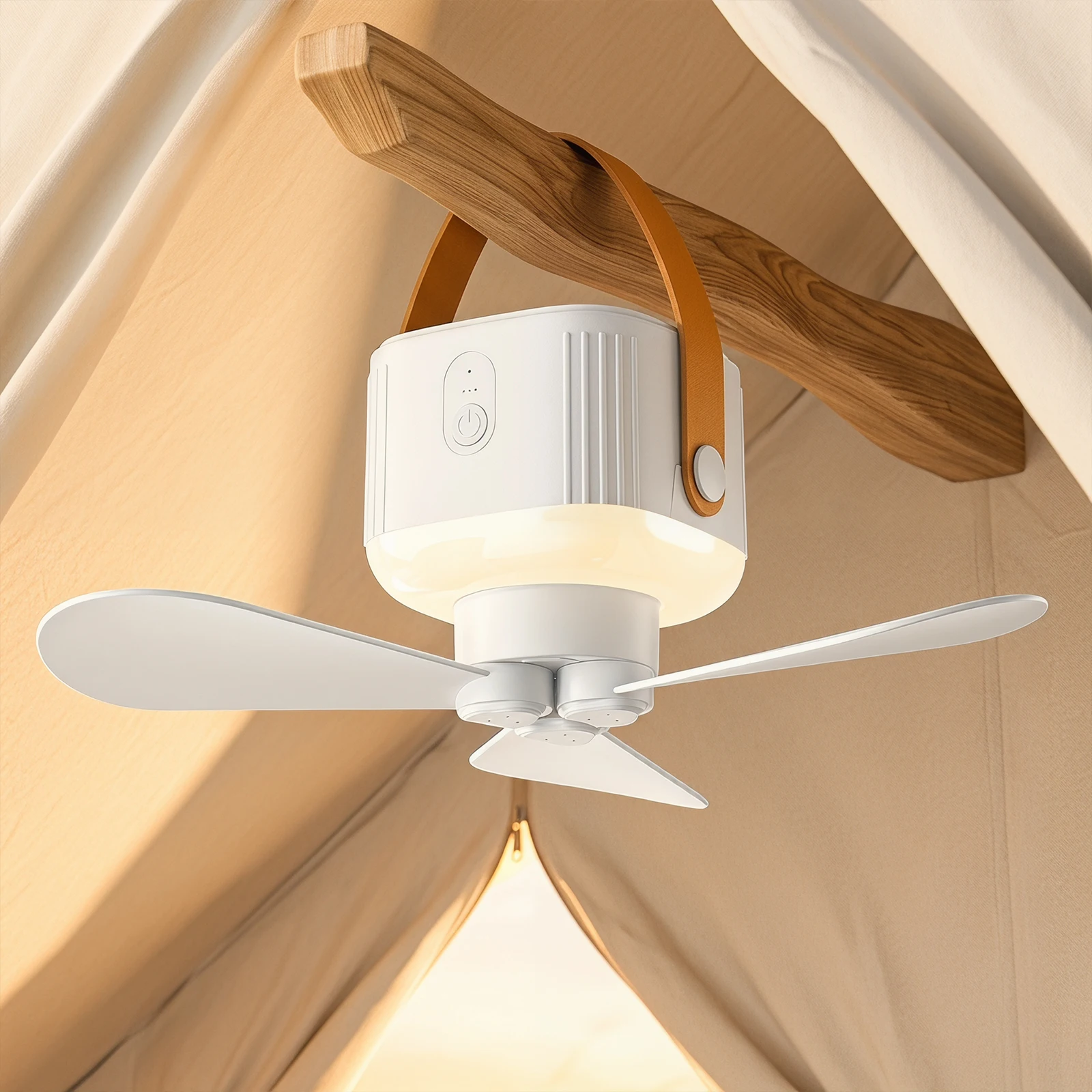2-in-1 Camping Fans USB Rechargeable Cable Ceiling Hanging Fans Light Adjustable LED Fan Lights for Tent Travel BBQ Fishing