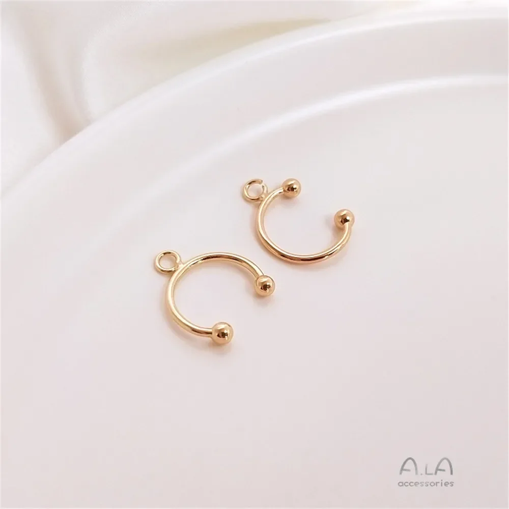 14K Gold Plated Diy earpiece with bead and no hole, U-shaped C-shaped ear clip, hanging ring, earbone clip