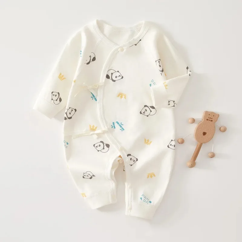 Newborn Baby Jumpsuit 0‑6 M A‑Class Pure Cotton Bodysuit Spring Autumn Winter 4‑Season Soft Undershirt Sleep Romper for Infant