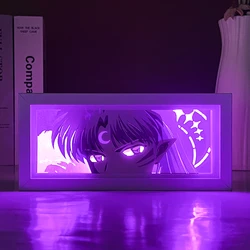 Anime 3D Anime Olhos Caixa De Luz, Corte De Papel Em Camadas, Caixa De Sombra, Luzes LED, Candeeiro De Mesa, Presente de Aniversário Infantil