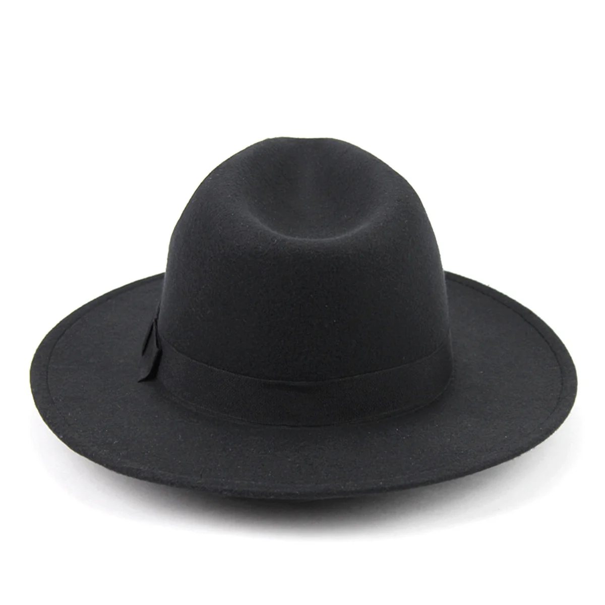 

Vintage Jazz Black Wide Brim Fedora Unisex Soft Breathable Classic Gentleman Lady Bowknot Satin Trim Fashion British Party