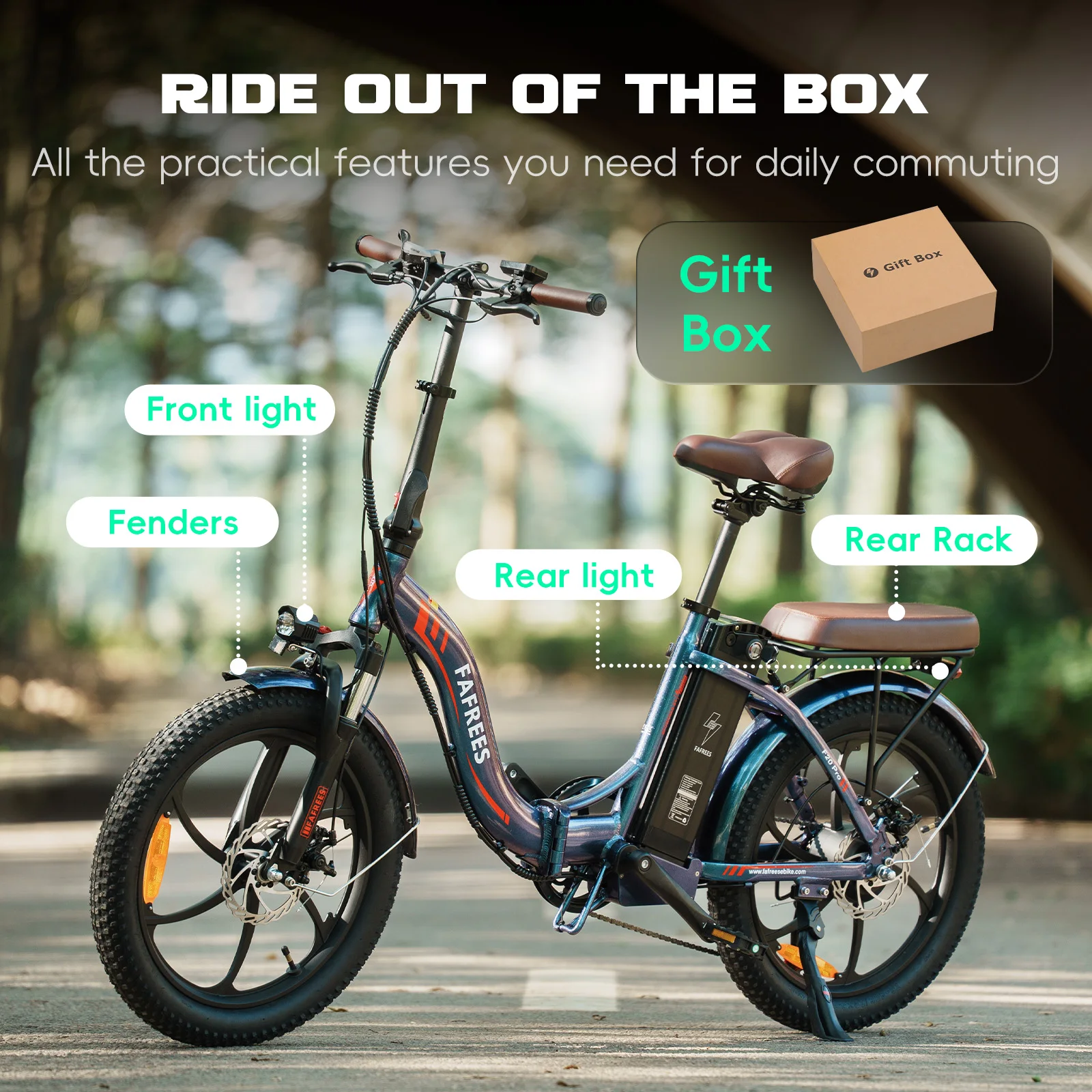 Fafrees F20 Pro E-bike mit 36V 20Ah Abnehmbarer Akku, 20x3,0 Zoll Faltbares Elektrofahrrad, 7-Gang, 25km/h und 75-100km Reichweite – Detail 11