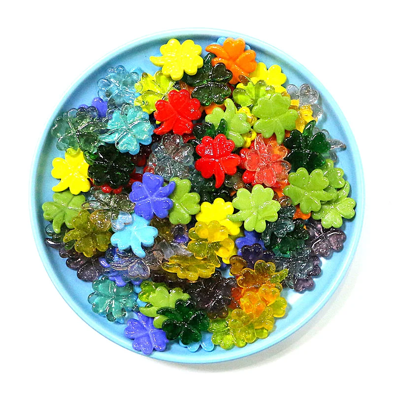 10pcs Four Leaf Clover Mini Glass Ornaments Cute Tiny Lucky Leaf Set Home Fairy Garden Holiday Party Christmas Decor Accessories