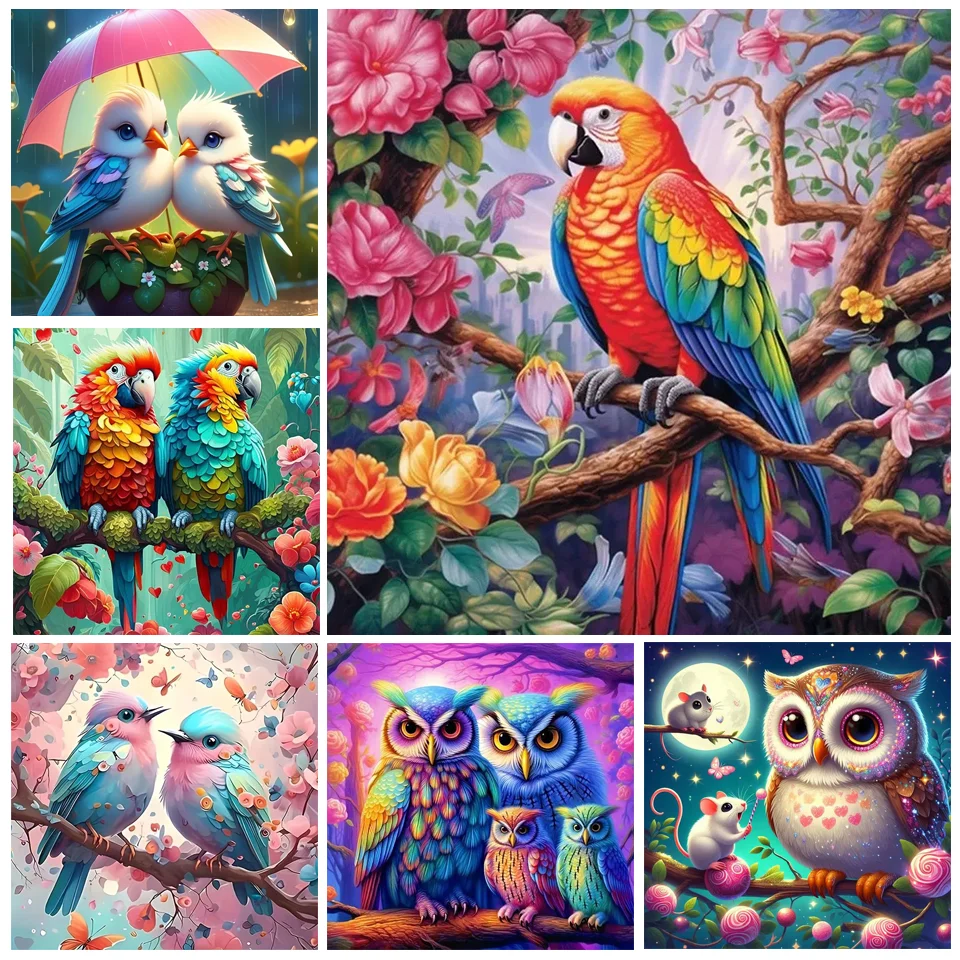 5D DIY Diamond embroidery Diamond painting flower animal parrot Mosaic water bird cross-stitch set wall decoration