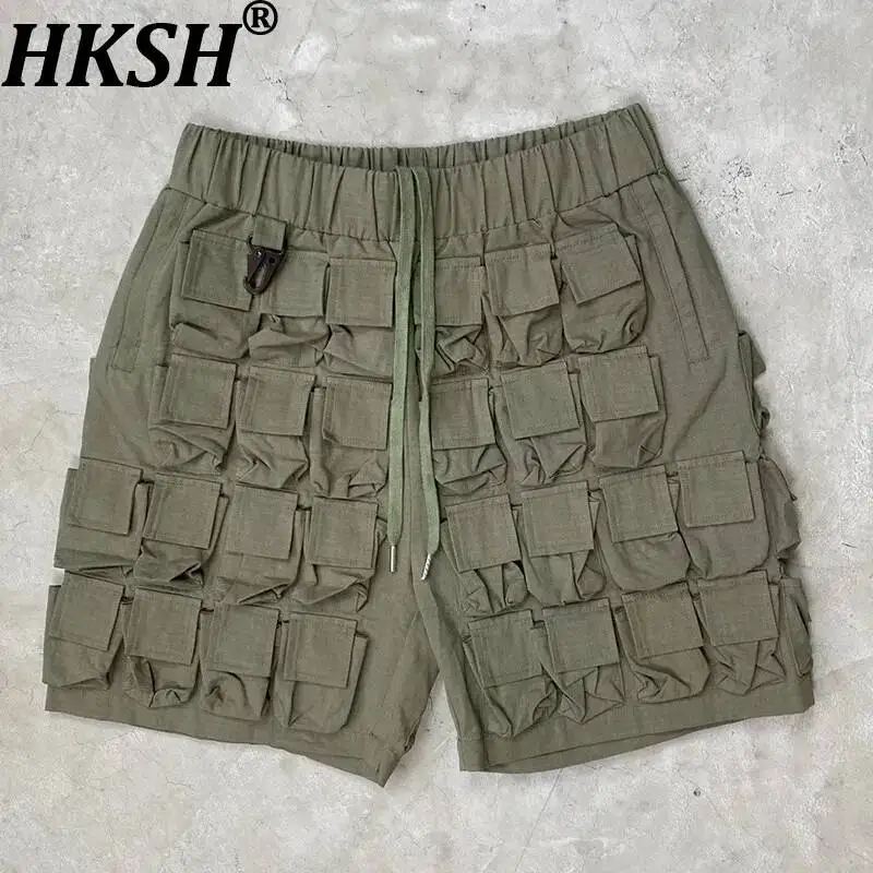 HKSH Spring Summer New Men's Tide Chic Ins Shorts Multi-Pocket Tactical Darkwear Punk Casual Safari Style Capris Vintage HK26442