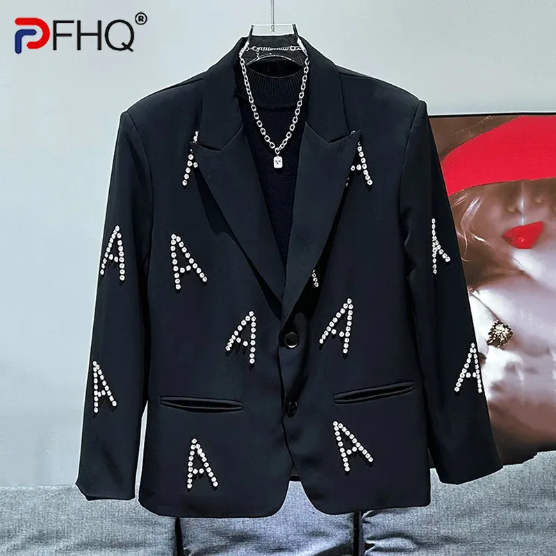 PFHQ Suit Jacket Niche Fashion Casual Loose Fitting Trendy Versatile Letter Pattern Design 2024 Luxury Long Sleeve Tops 21Z5456