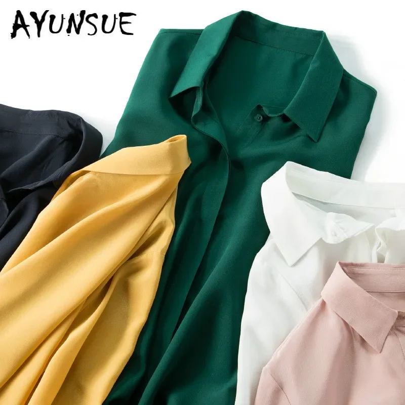 

Blouse Women Real Silk Shirt Womens Tops and Blouses clothes Ladies Tops Women Clothes Blusas Mujer De Moda 2020 CS35 YY2844