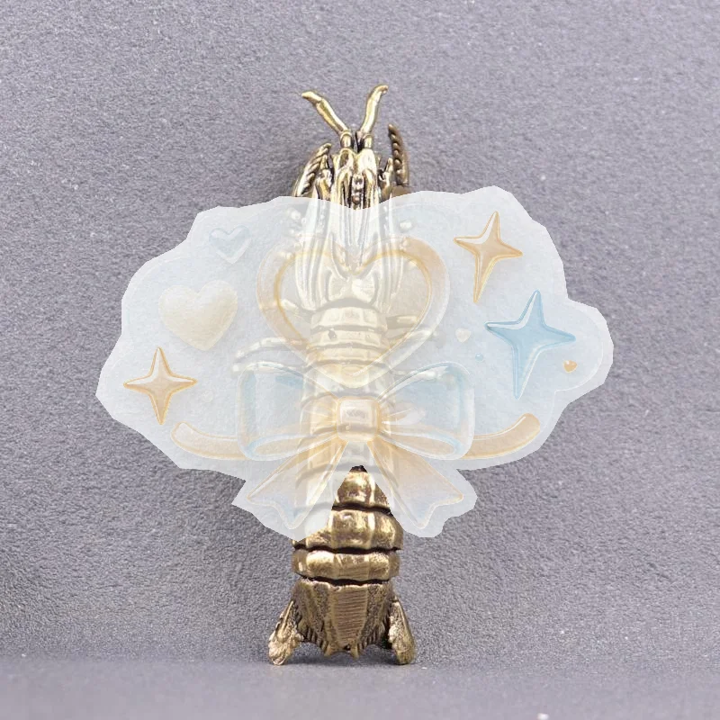 Vintage Brass Mantis Shrimp Figurine Small Desktop Ornament Creative Marine Lobster Decor for Study Table Collectors Gift