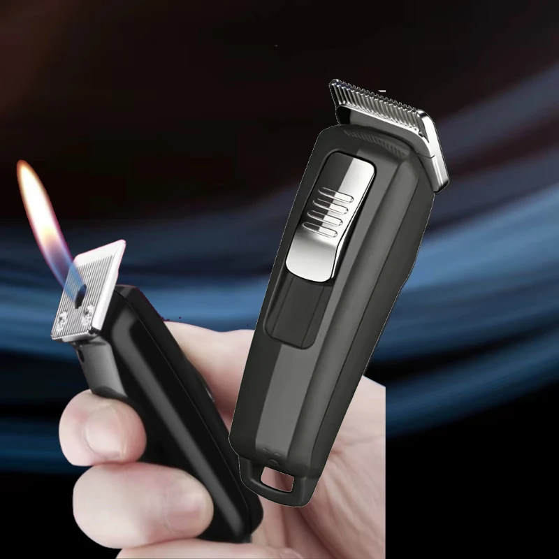 2026 New Barber Clipper Design Lighter | Creative Shaver Shaped Refillable Butane Open Flame Cigarette Lighter