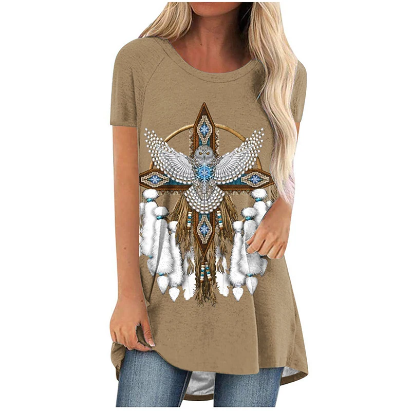 Summer T-shirt Western Aztec Ethnic 3D Print Streetwear Women Short Sleeve T Shirts Tunic Tops Tees Woman New Oversized Clothing