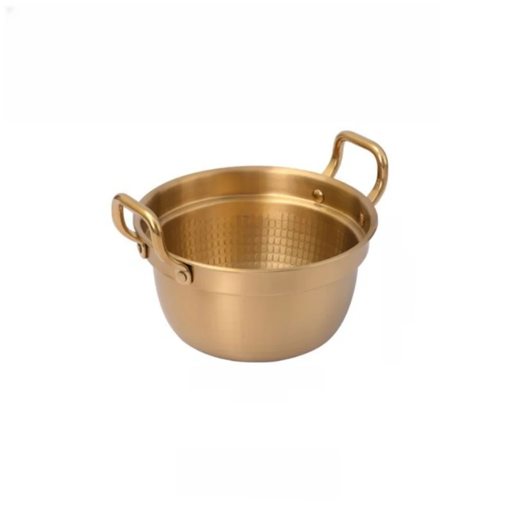 Korean Style Stainless Steel Pot 304 Grade with Dual Handles for Ramen Noodle Soup and Hot Pot Cooking Applications