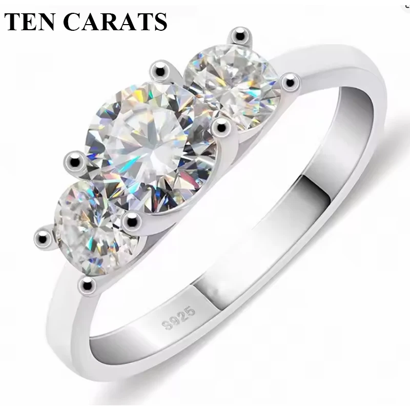 

TEN CARATS 3 мм кольца с муассанитом для женщин S925 серебро помолвка свадебное кольцо со сверкающим бриллиантом ювелирные изделия подарок