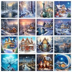 Huacan New Arivals Diamond Painting Landscape House Rhinestone Pictures Diy Mosaic Scenery Winter Handmade Gift Kit