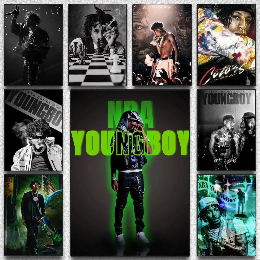 YoungBoy Rapper Portrait Poster Self-adhesive Advanced Aesthetic Printing Paper Wall Art for Living Room Home Decor