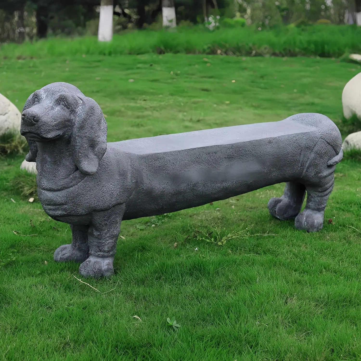 Dachshund Oversized  Dog Statue Sculpture Dog-Shaped Bench Stool for Outdoor Garden Dachshund Dog Statue Sculpture