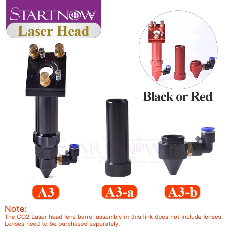 CO2 Laser Head Set With Focus Lens Device and 3rd Mirror Mount & Air Nozzle CO2 Laser Jet For Laser Machine Mechanical Parts