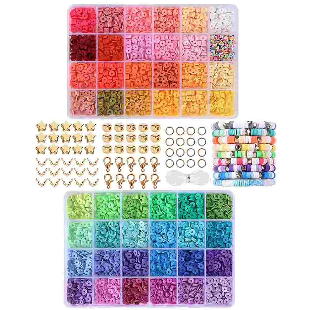 Ornaments Clay Beads for Bracelets Making Kit Adults Flat Things to Make Beaded